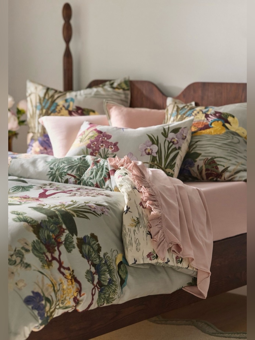 Anthropologie The Printed 100% Cotton-Slub Duvet & Shams, Bernadette, King